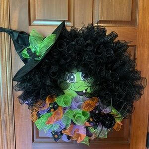 Colorful Witch Wreath with Hat